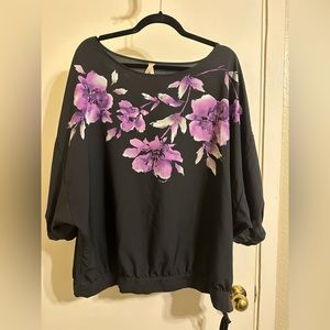 Avenue Black Purple Floral Top